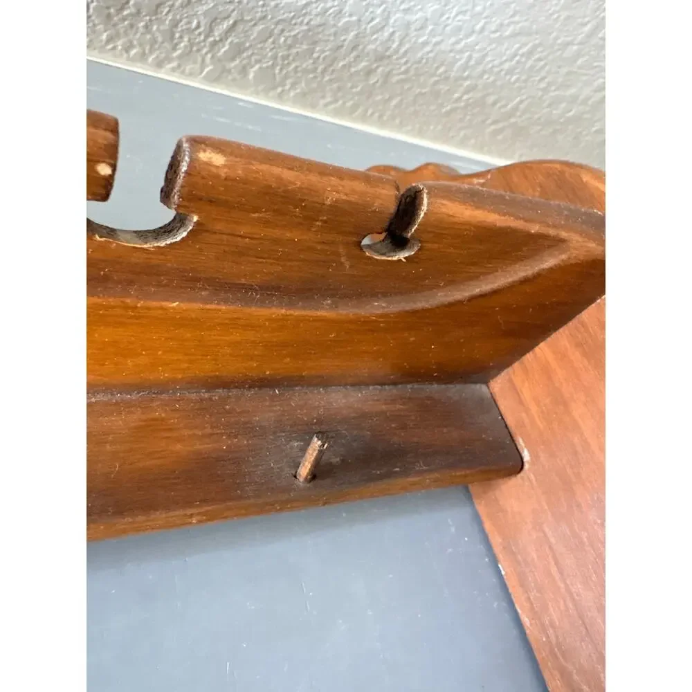 Vintage Solid Wood Spoon Display Wall Shelf Rack Teacup Saucer Collector 23”